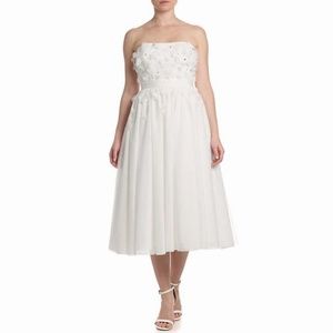 ADRIANNA PAPELL WEDDING STRAPLESS TULLE DRESS